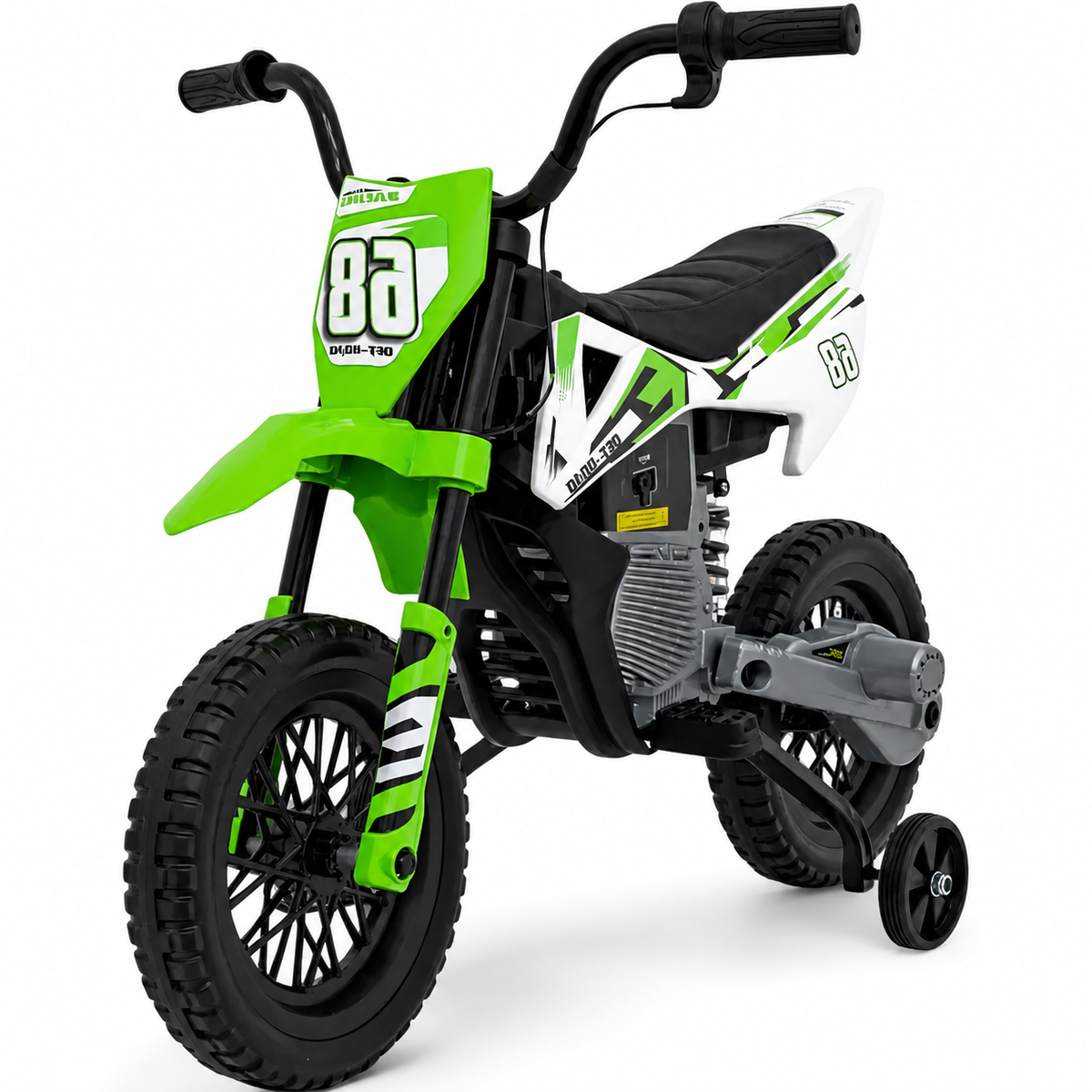 Mota Elétrica para Criança Cross 12V Verde c/ RODAS DE BORRACHA & ASSENTO EM PELE ECOLÓGICA
