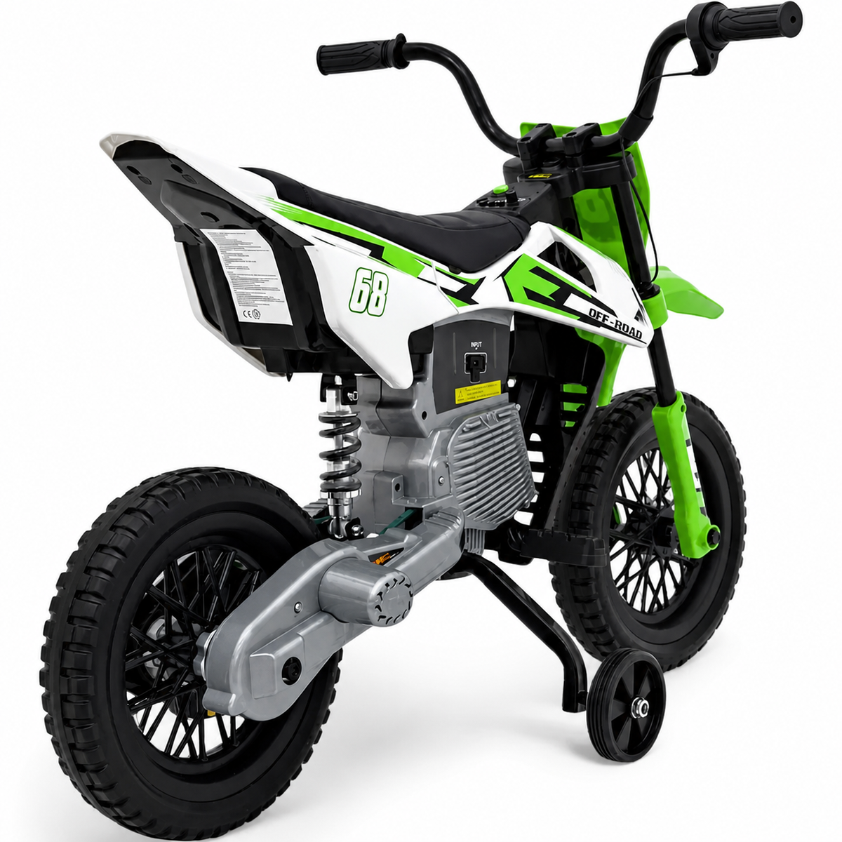 Mota Elétrica para Criança estilo CROSS 12v Verde c/ RODAS DE BORRACHA & ASSENTO EM PELE