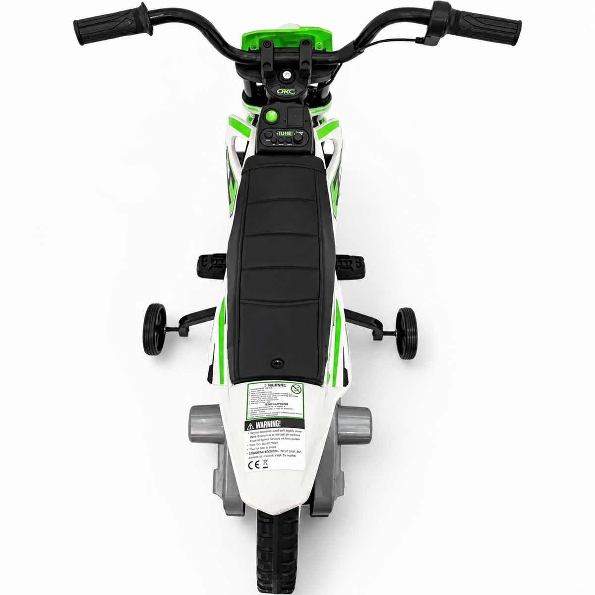 Mota Elétrica para Criança estilo CROSS 12v Verde c/ RODAS DE BORRACHA & ASSENTO EM PELE
