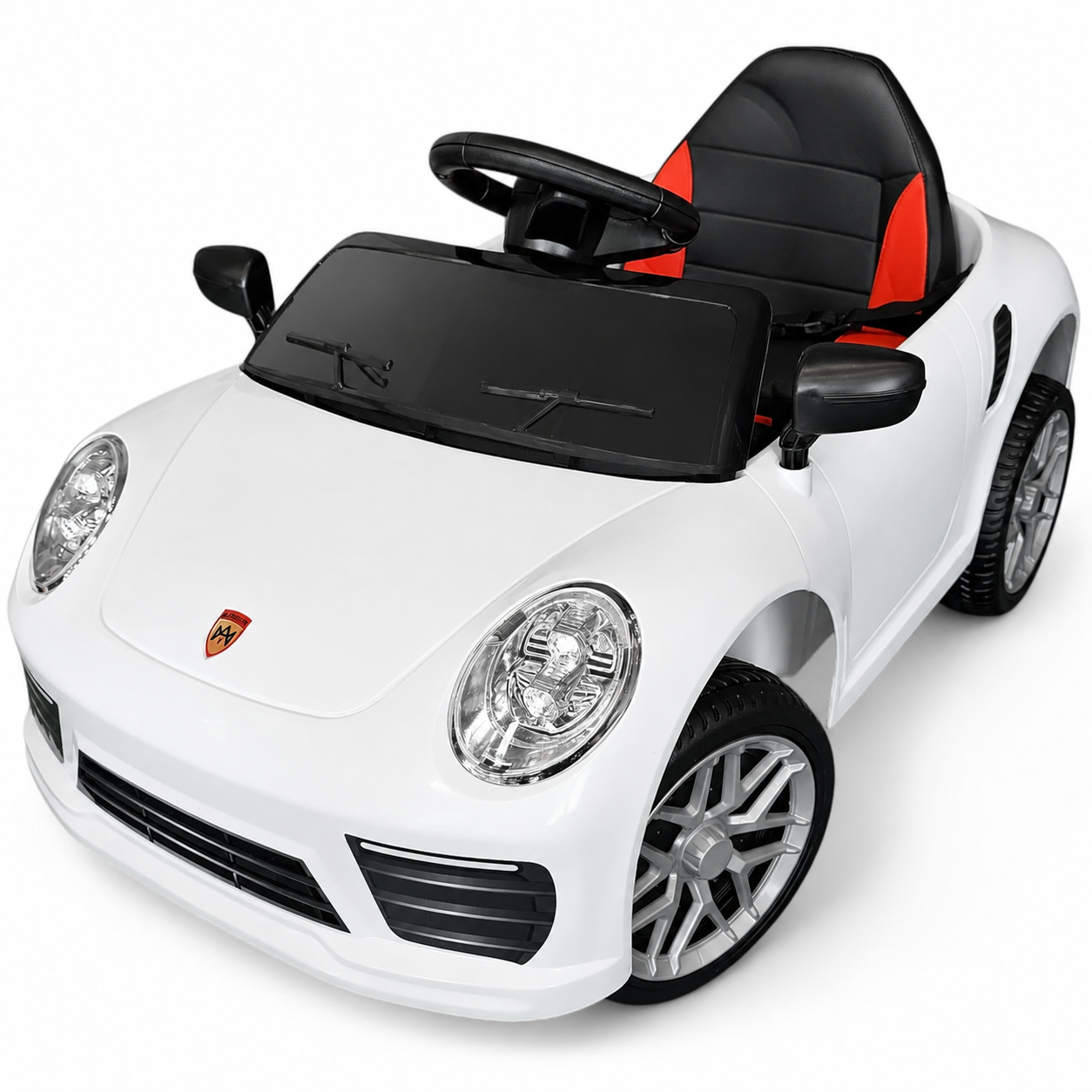 Carro Elétrico para Criança FUNDRIVE 12v Branco c/ RODAS DE BORRACHA & ASSENTO EM PELE
