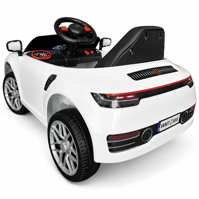 Carro Elétrico para Criança FUNDRIVE 12v Branco c/ RODAS DE BORRACHA & ASSENTO EM PELE