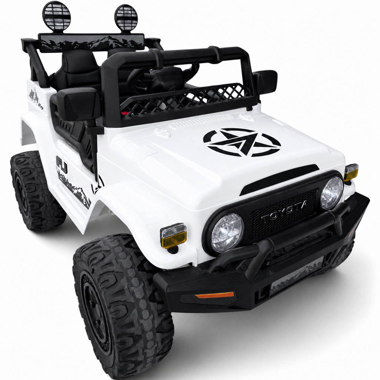 Carro Elétrico para Criança TOYOTA FJ CRUISER 12v BATERIA DE LITIO 4X4 Branco c/ RODAS DE BORRACHA & ASSENTO EM PELE
