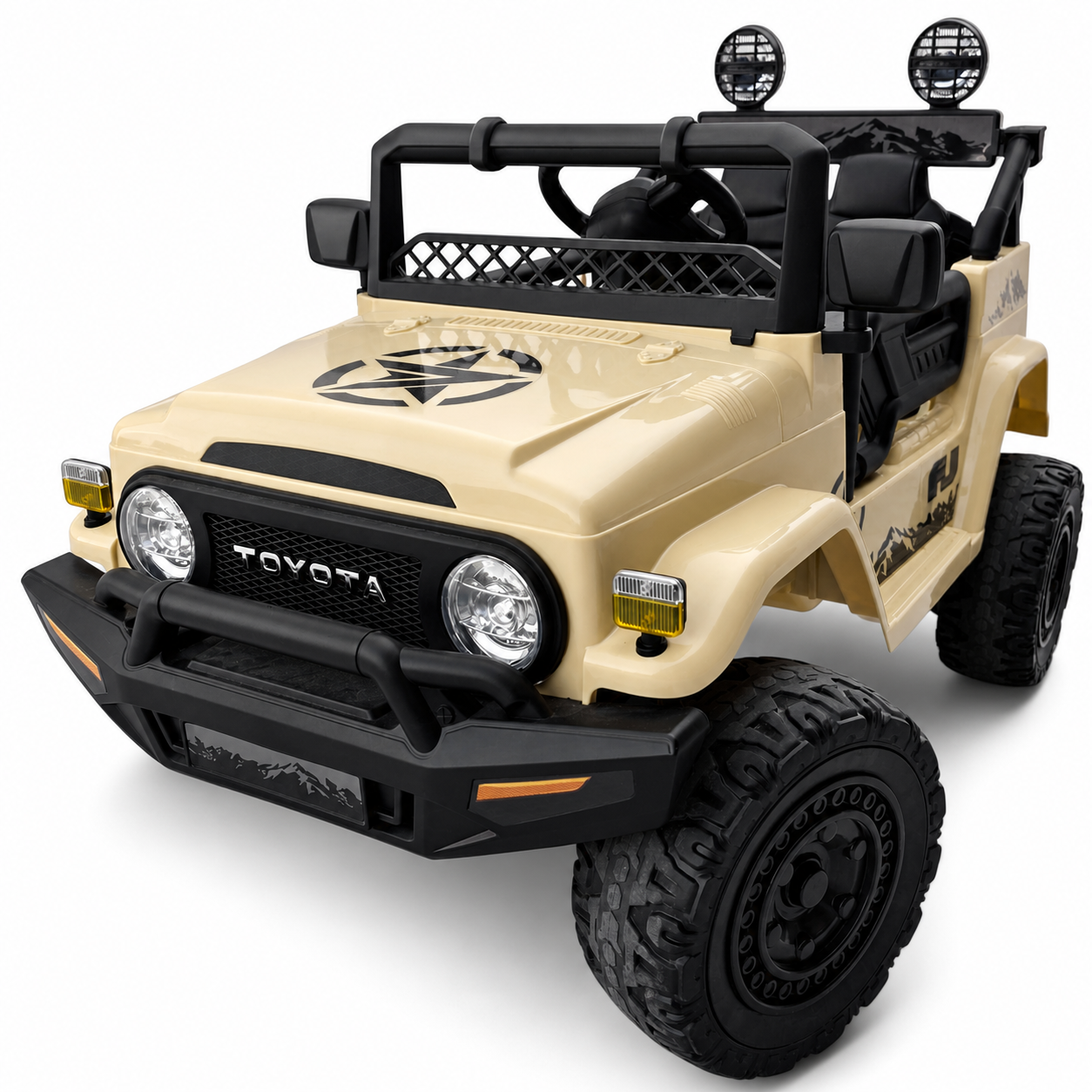 Carro Elétrico para Criança TOYOTA FJ CRUISER 12v BATERIA DE LITIO 4X4 Camel c/ RODAS DE BORRACHA & ASSENTO EM PELE