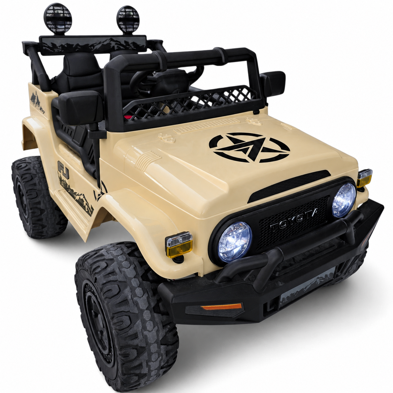 Carro Elétrico para Criança TOYOTA FJ CRUISER 12v BATERIA DE LITIO 4X4 Camel c/ RODAS DE BORRACHA & ASSENTO EM PELE