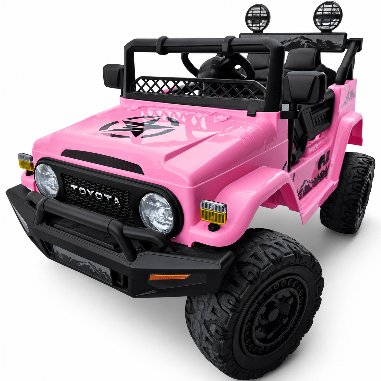 Carro Elétrico para Criança TOYOTA FJ CRUISER 12v BATERIA DE LITIO 4X4 Rosa c/ RODAS DE BORRACHA & ASSENTO EM PELE