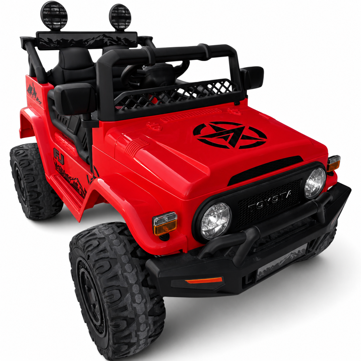 Carro Elétrico para Criança TOYOTA FJ CRUISER 12v BATERIA DE LITIO 4X4 Vermelho c/ RODAS DE BORRACHA & ASSENTO EM PELE