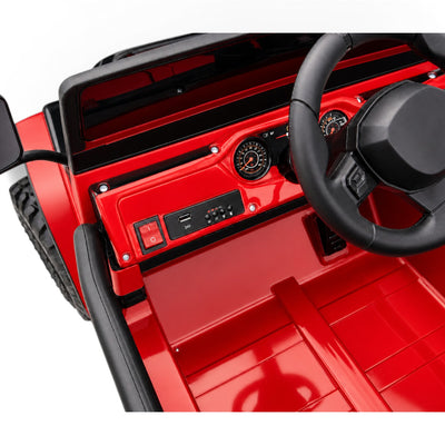 Carro Elétrico para Criança FJ LAND 24v Vermelho c/ RODAS DE BORRACHA & ASSENTO EM PELE
