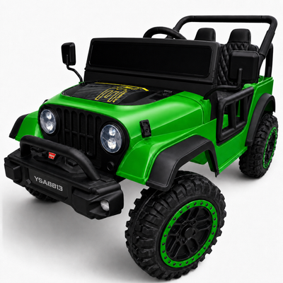 Carro Elétrico para Criança FJ LAND 24v Verde c/ RODAS DE BORRACHA & ASSENTO EM PELE