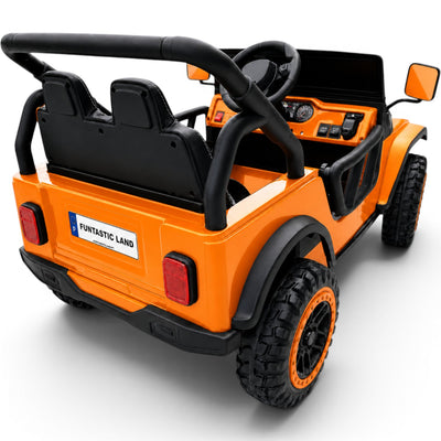 Carro Elétrico para Criança FJ LAND 24v Laranja c/ RODAS DE BORRACHA & ASSENTO EM PELE