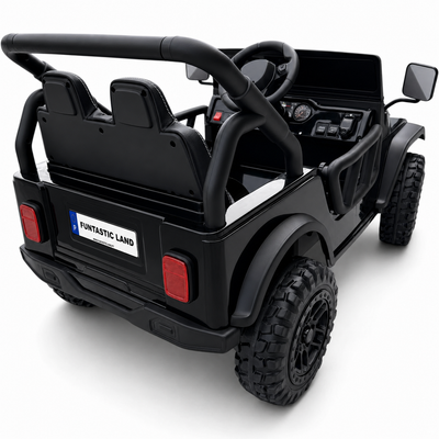 Carro Elétrico para Criança FJ LAND 24v Preto c/ RODAS DE BORRACHA & ASSENTO EM PELE