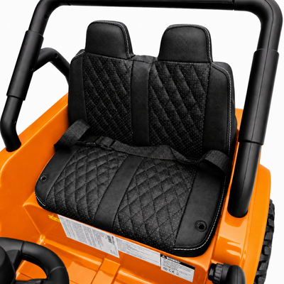 Carro Elétrico para Criança FJ LAND 24v Laranja c/ RODAS DE BORRACHA & ASSENTO EM PELE