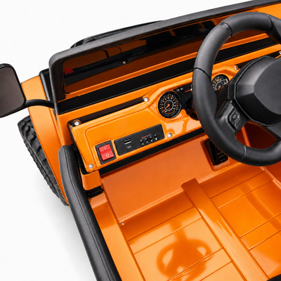 Carro Elétrico para Criança FJ LAND 24v Laranja c/ RODAS DE BORRACHA & ASSENTO EM PELE