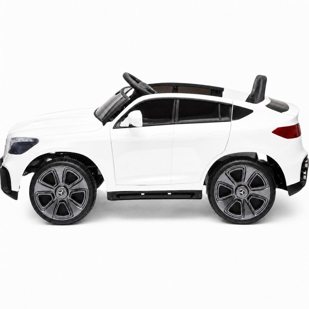 Carro Elétrico para Criança MERCEDES GLC coupê BATERIA DE LITIO 12v 4x4 Branco c/ RODAS DE BORRACHA & ASSENTO EM PELE