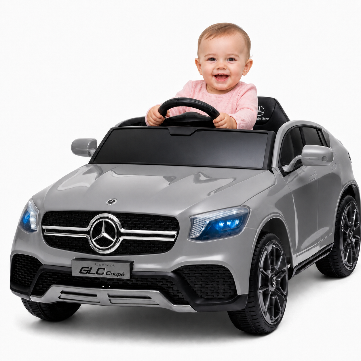 Carro Elétrico para Criança MERCEDES GLC coupê BATERIA DE LITIO 12v 4x4 Cinza c/ RODAS DE BORRACHA & ASSENTO EM PELE