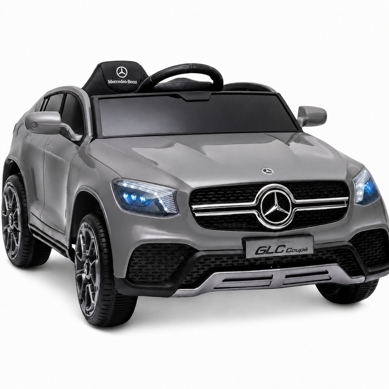 Carro Elétrico para Criança MERCEDES GLC coupê BATERIA DE LITIO 12v 4x4 Cinza c/ RODAS DE BORRACHA & ASSENTO EM PELE