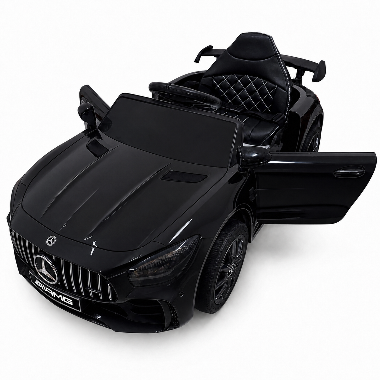 Carro Elétrico para Criança MERCEDES GTR MINI 12v BATERIA DE LITIO Preto c/ RODAS DE BORRACHA & ASSENTO EM PELE