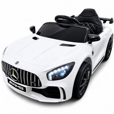 Carro Elétrico para Criança MERCEDES GTR MINI 12v BATERIA DE LITIO Branco c/ RODAS DE BORRACHA & ASSENTO EM PELE