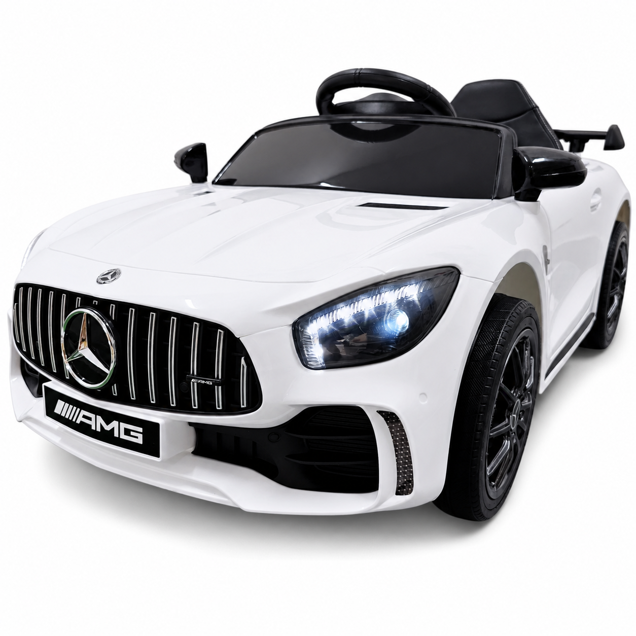 Carro Elétrico para Criança MERCEDES GTR MINI 12v BATERIA DE LITIO Branco c/ RODAS DE BORRACHA & ASSENTO EM PELE
