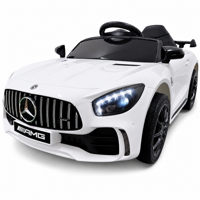Carro Elétrico para Criança MERCEDES GTR MINI 12v BATERIA DE LITIO Branco c/ RODAS DE BORRACHA & ASSENTO EM PELE