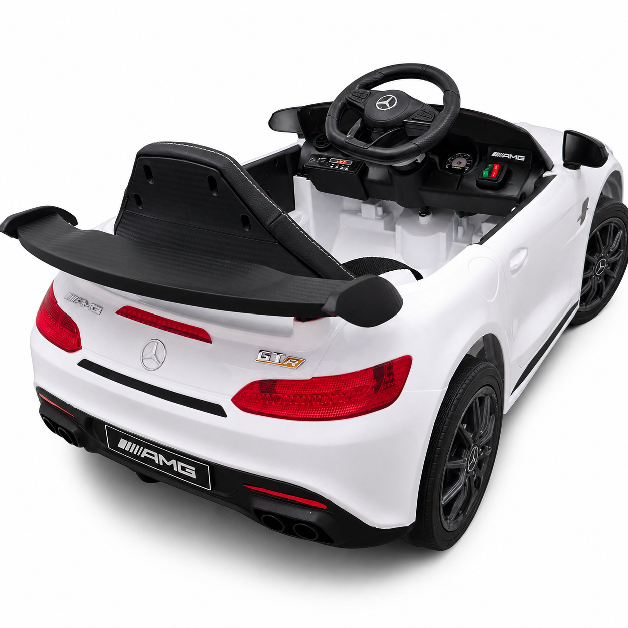 Carro Elétrico para Criança MERCEDES GTR MINI 12v BATERIA DE LITIO Branco c/ RODAS DE BORRACHA & ASSENTO EM PELE