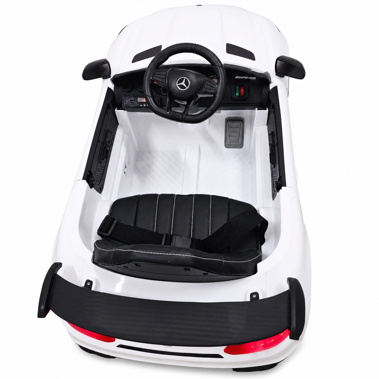 Carro Elétrico para Criança MERCEDES GTR MINI 12v BATERIA DE LITIO Branco c/ RODAS DE BORRACHA & ASSENTO EM PELE