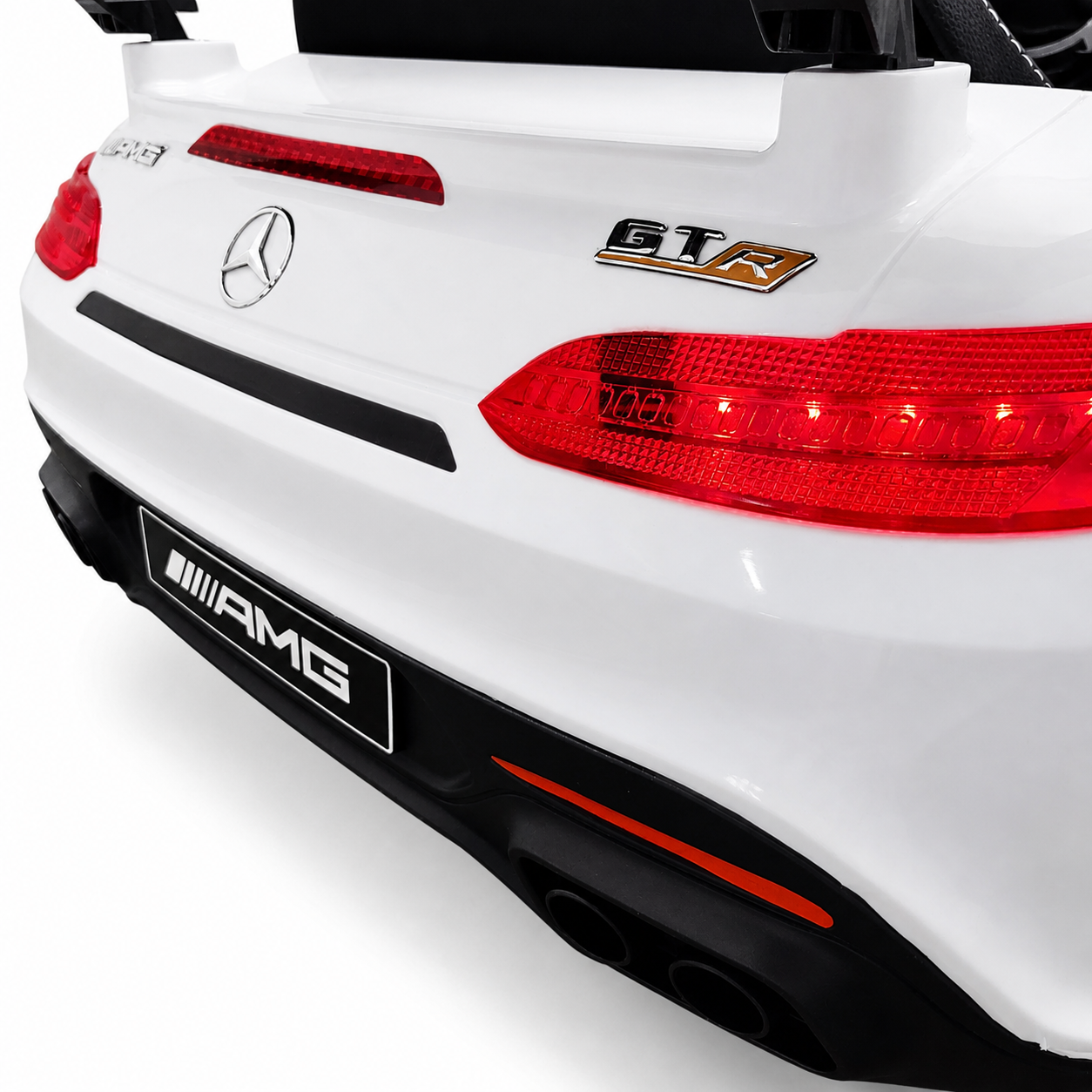 Carro Elétrico para Criança MERCEDES GTR MINI 12v BATERIA DE LITIO Branco c/ RODAS DE BORRACHA & ASSENTO EM PELE
