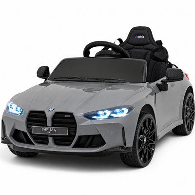 Carro Elétrico para Criança BMW M4 12v Cinza BATERIA DE LITIO c/ RODAS DE BORRACHA & ASSENTO EM PELE