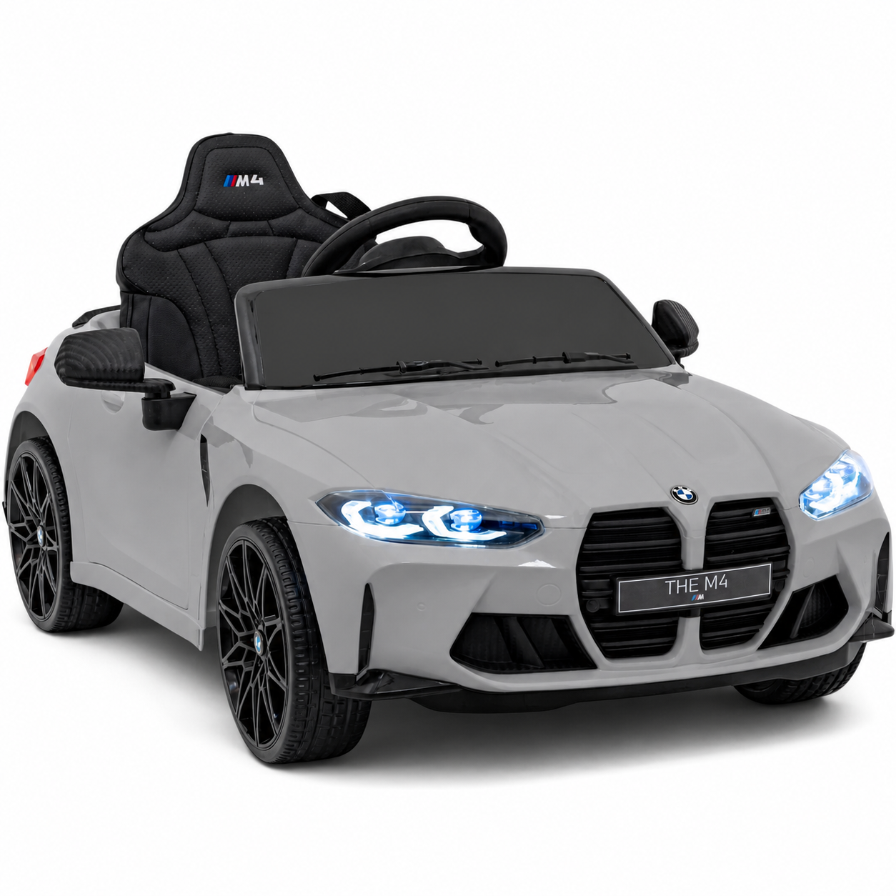 Carro Elétrico para Criança BMW M4 12v Cinza BATERIA DE LITIO c/ RODAS DE BORRACHA & ASSENTO EM PELE