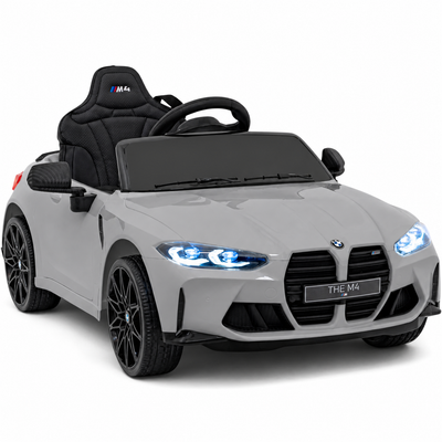 Carro Elétrico para Criança BMW M4 12v Cinza BATERIA DE LITIO c/ RODAS DE BORRACHA & ASSENTO EM PELE
