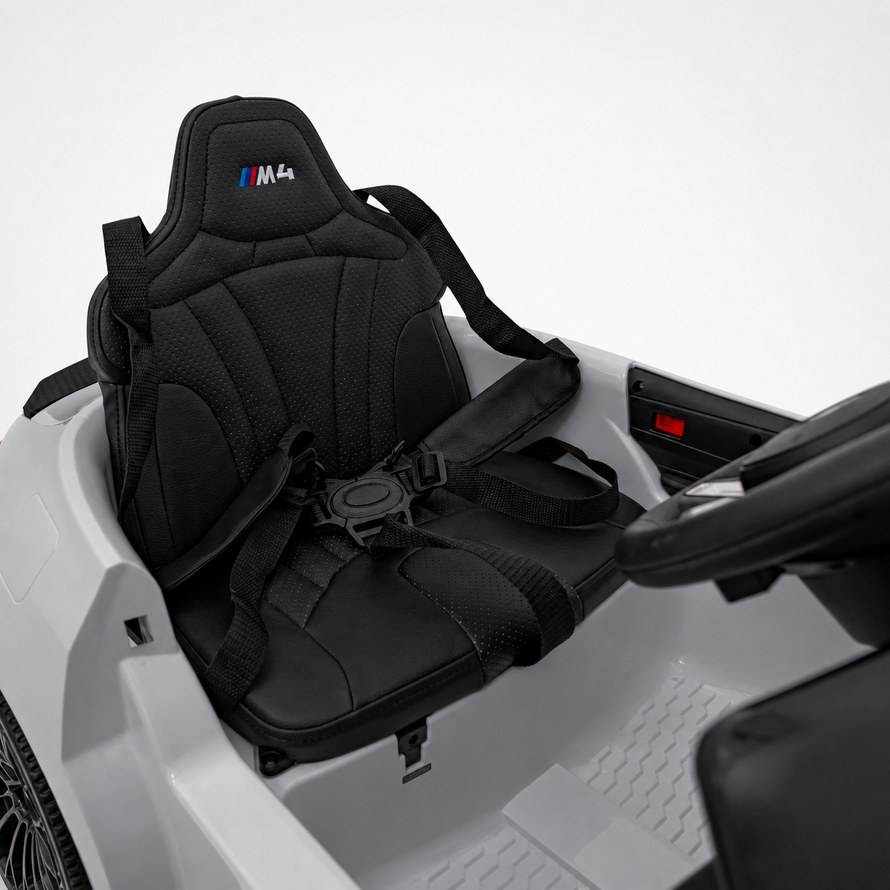 Carro Elétrico para Criança BMW M4 12v Cinza BATERIA DE LITIO c/ RODAS DE BORRACHA & ASSENTO EM PELE
