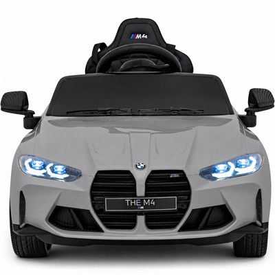 Carro Elétrico para Criança BMW M4 12v Cinza BATERIA DE LITIO c/ RODAS DE BORRACHA & ASSENTO EM PELE