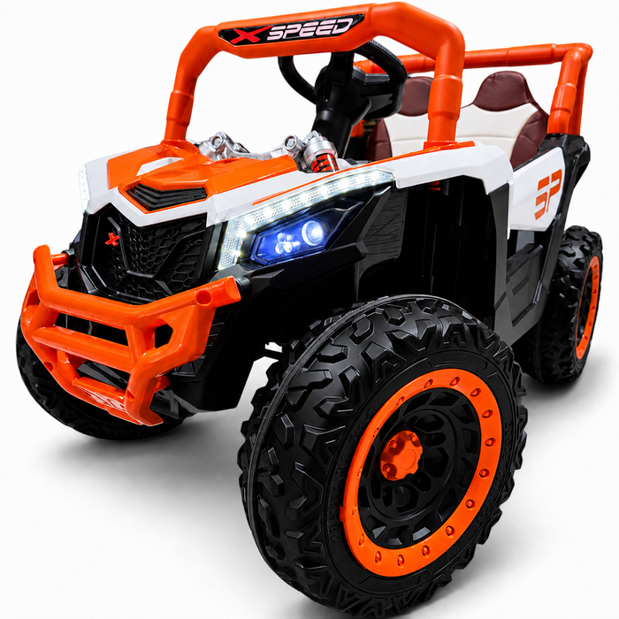Carro Elétrico para Criança BUGGY XSPEED 12v Laranja c/ RODAS DE BORRACHA & ASSENTO EM PELE ECOLÓGICA