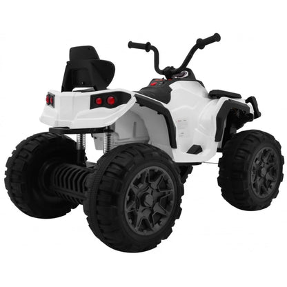 Mota Elétrica para Criança QUAD ATV 12v Branca e Preta c/ RODAS DE BORRACHA & ASSENTO EM PELE