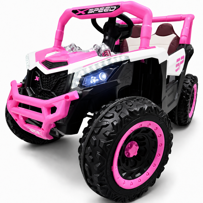 Carro Elétrico para Criança BUGGY XSPEED 12v Rosa c/ RODAS DE BORRACHA & ASSENTO EM PELE ECOLÓGICA