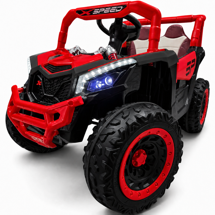 Carro Elétrico para Criança BUGGY XSPEED 12v Vermelho c/ RODAS DE BORRACHA & ASSENTO EM PELE ECOLÓGICA
