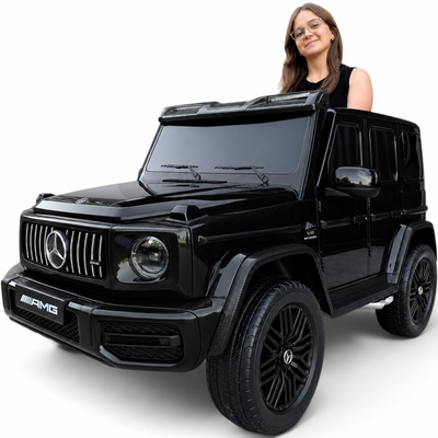 Carro Elétrico para Criança MERCEDES G63 AMG XXL Preto Metalizado 24v MP4 4x4 c/ RODAS DE BORRACHA & ASSENTO EM PELE