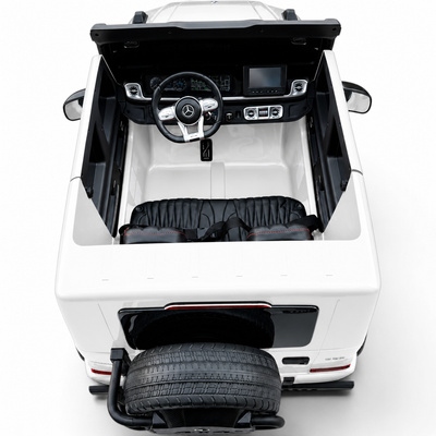 Carro Elétrico para Criança MERCEDES G63 AMG XXL Branco 24v MP4 4x4 c/ RODAS DE BORRACHA & ASSENTO EM PELE