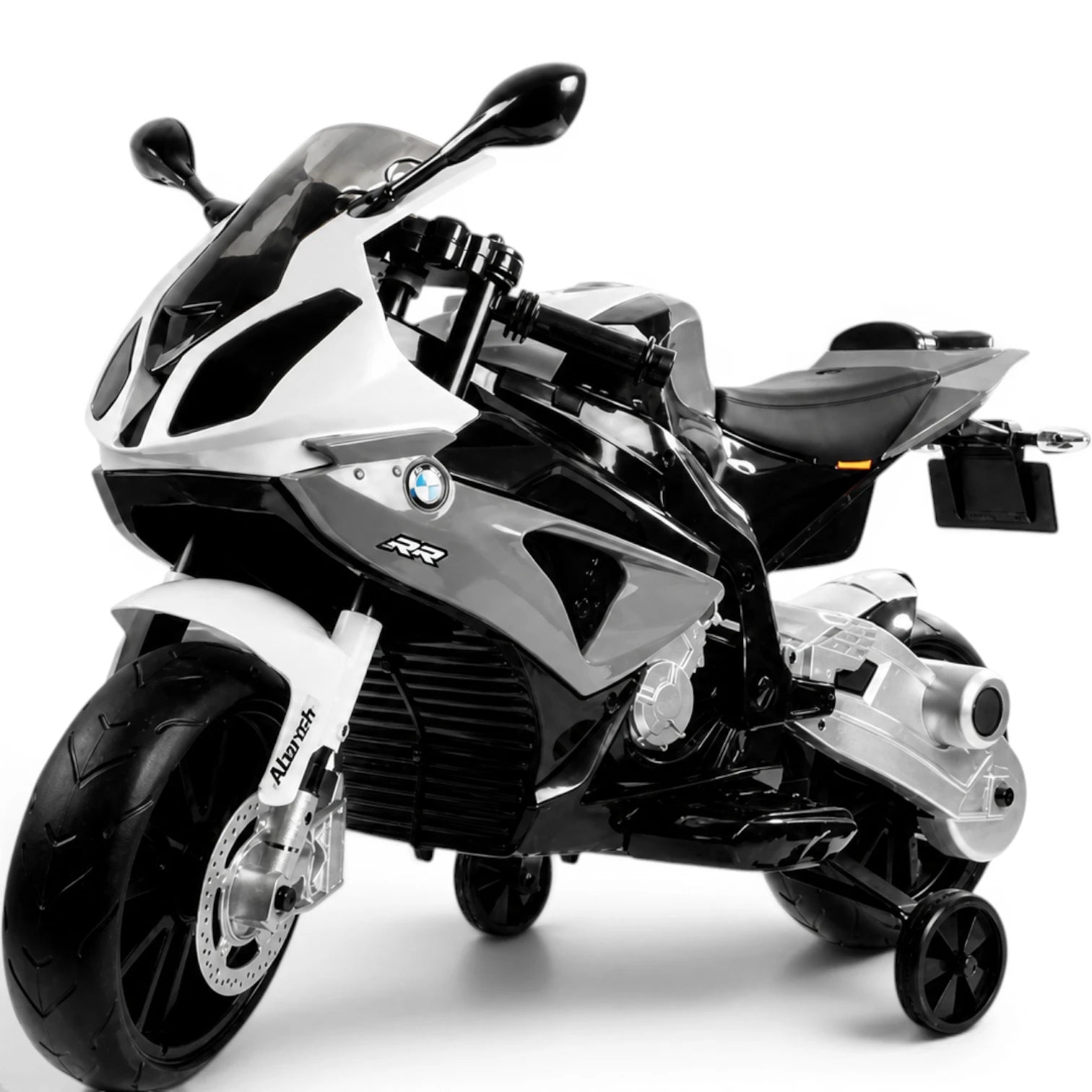 Mota Elétrica para Criança BMW S1000RR 12v Cinza c/ RODAS DE BORRACHA & ASSENTO EM PELE