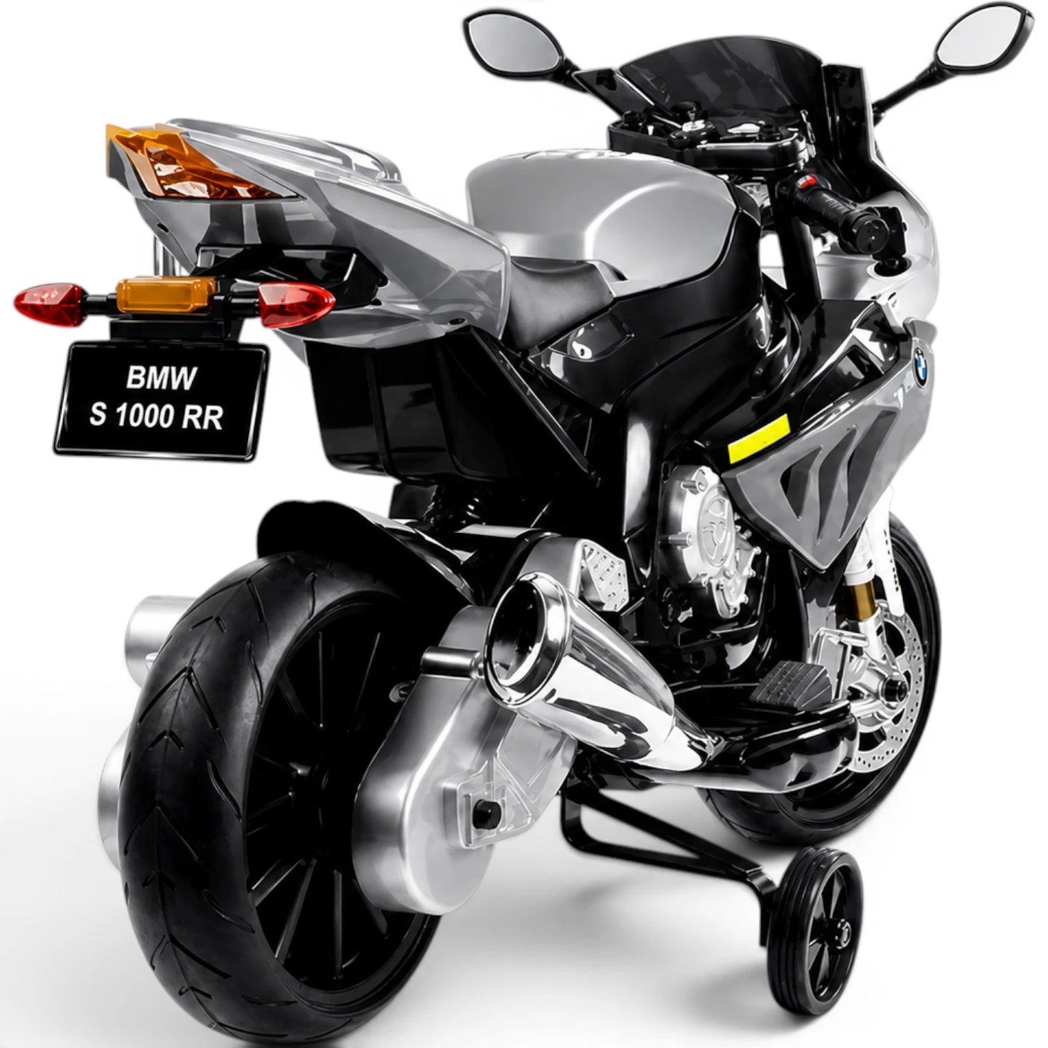Mota Elétrica para Criança BMW S1000RR 12v Cinza c/ RODAS DE BORRACHA & ASSENTO EM PELE