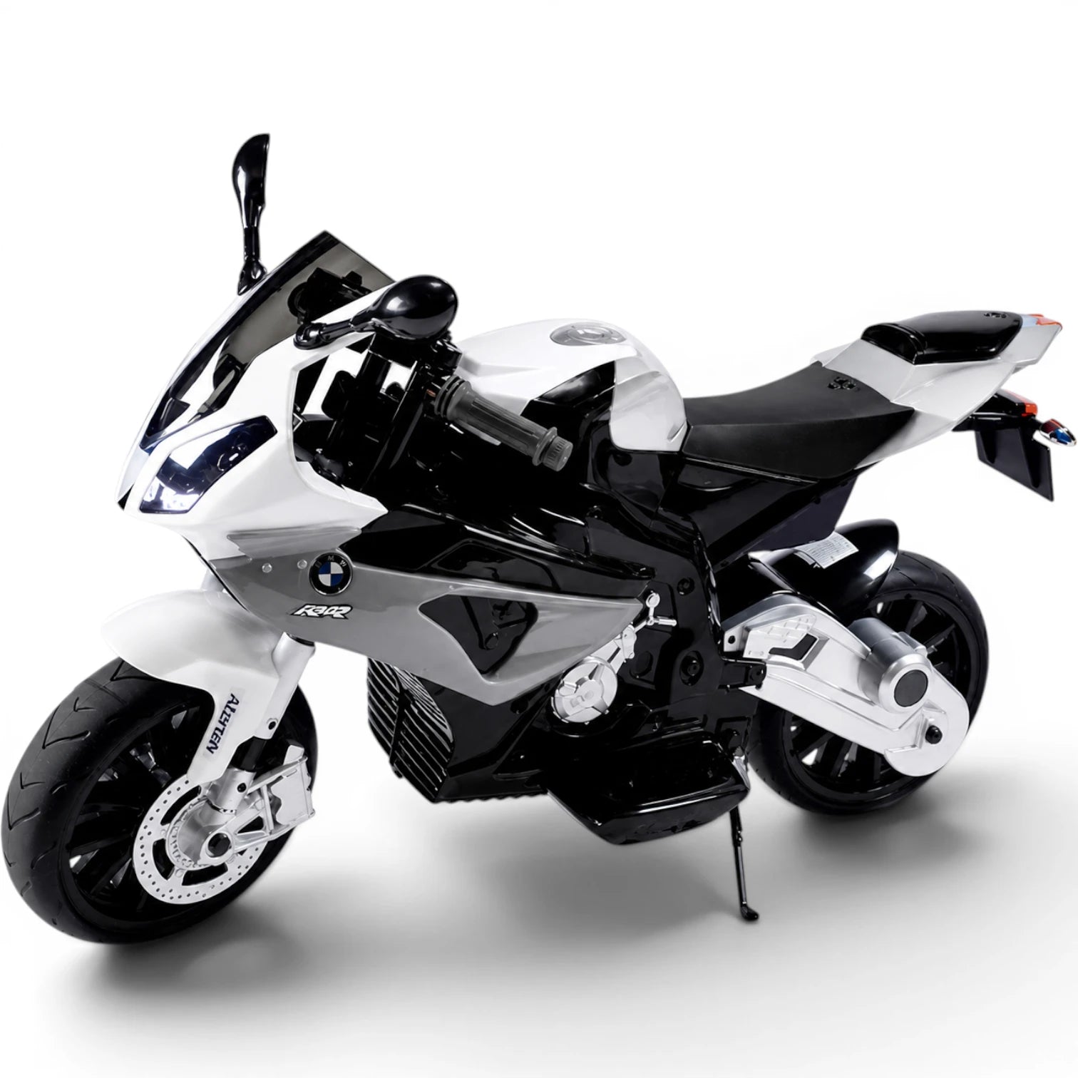 Mota Elétrica para Criança BMW S1000RR 12v Cinza c/ RODAS DE BORRACHA & ASSENTO EM PELE