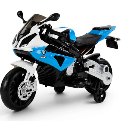 Mota Elétrica para Criança BMW S1000RR 12v Azul c/ RODAS DE BORRACHA & ASSENTO EM PELE