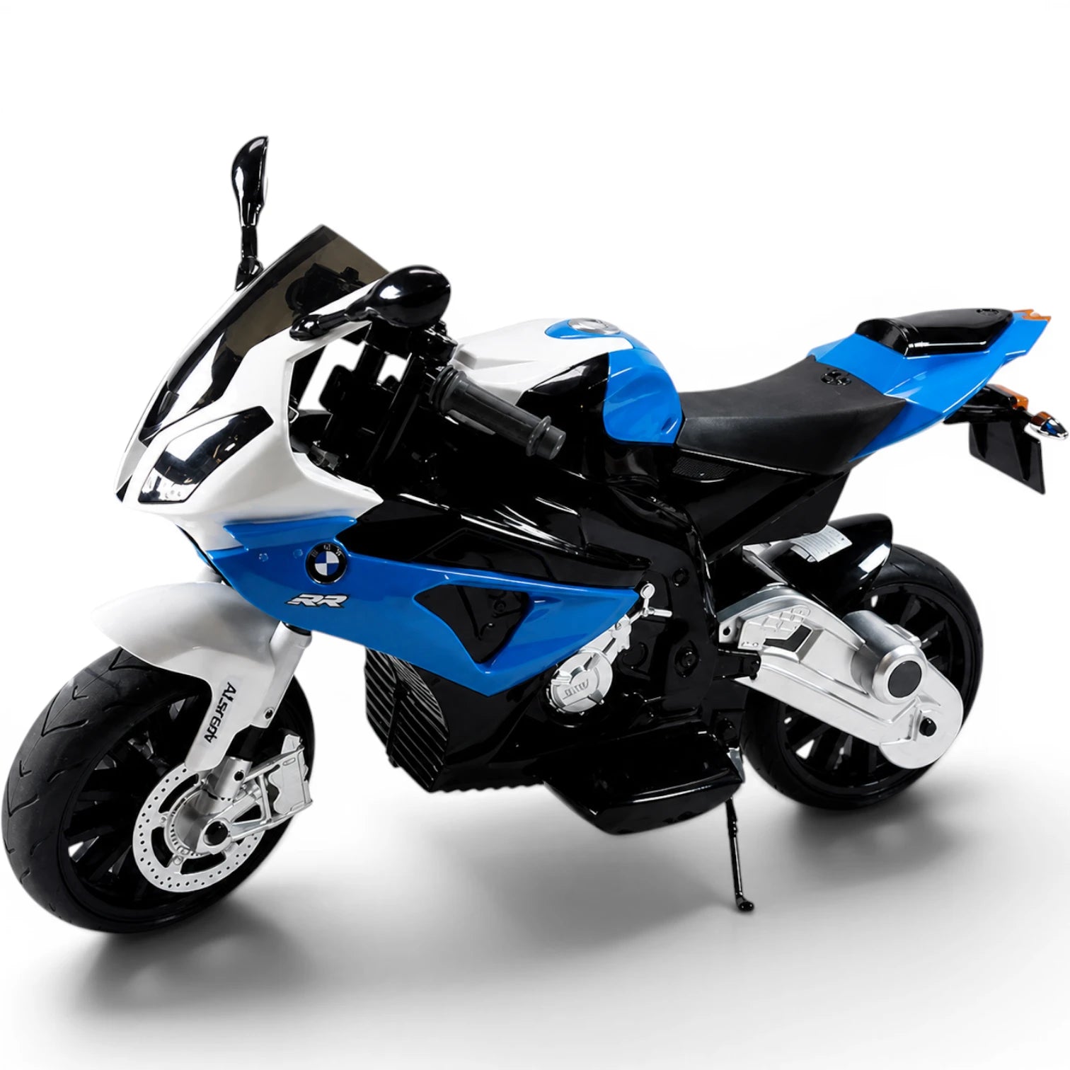 Mota Elétrica para Criança BMW S1000RR 12v Azul c/ RODAS DE BORRACHA & ASSENTO EM PELE