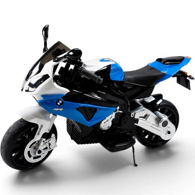 Mota Elétrica para Criança BMW S1000RR 12v Azul c/ RODAS DE BORRACHA & ASSENTO EM PELE
