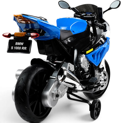 Mota Elétrica para Criança BMW S1000RR 12v Azul c/ RODAS DE BORRACHA & ASSENTO EM PELE