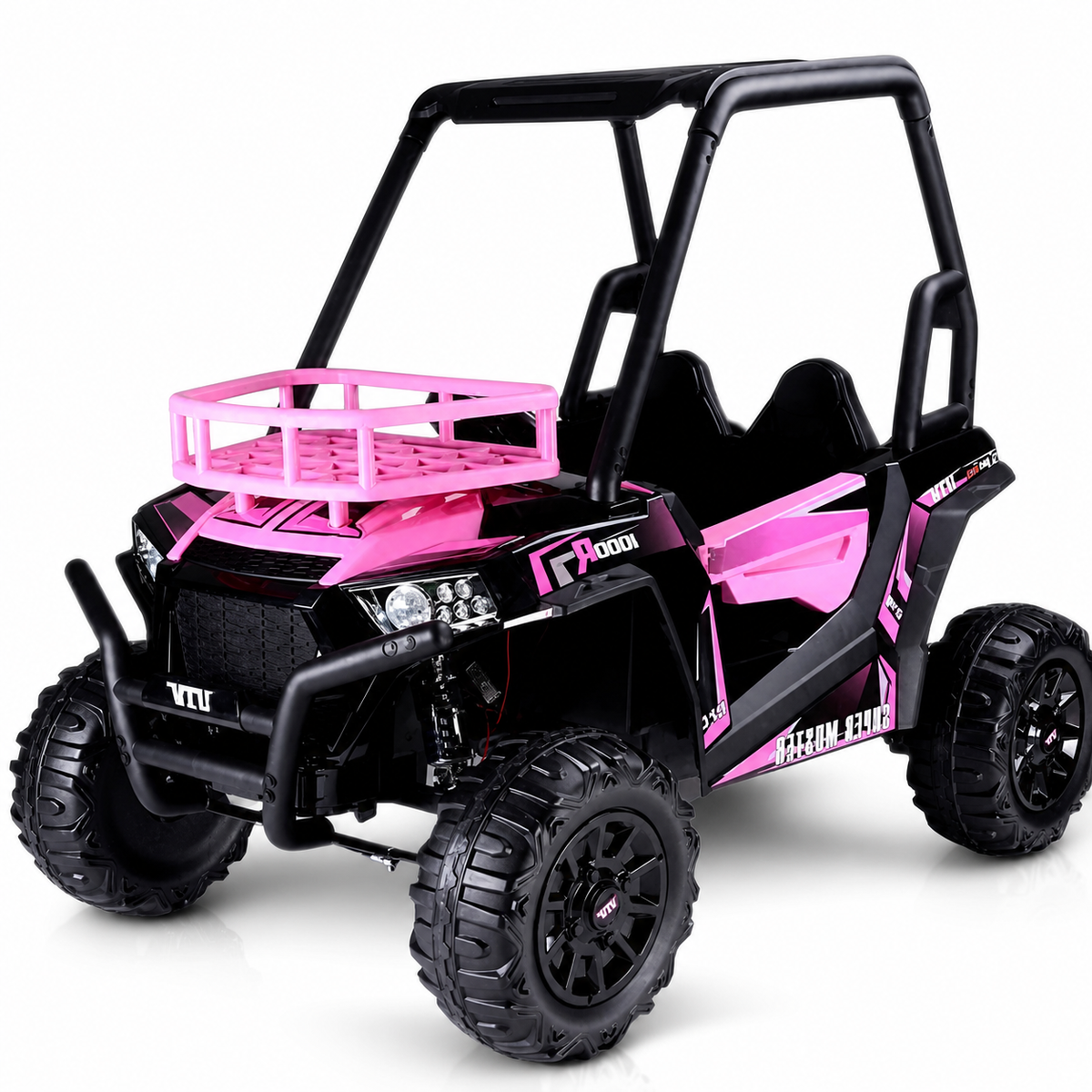 Carro Elétrico para Criança BUGGY SUPER MONSTER 24v Rosa c/ RODAS DE BORRACHA & ASSENTO EM PELE ECOLÓGICA