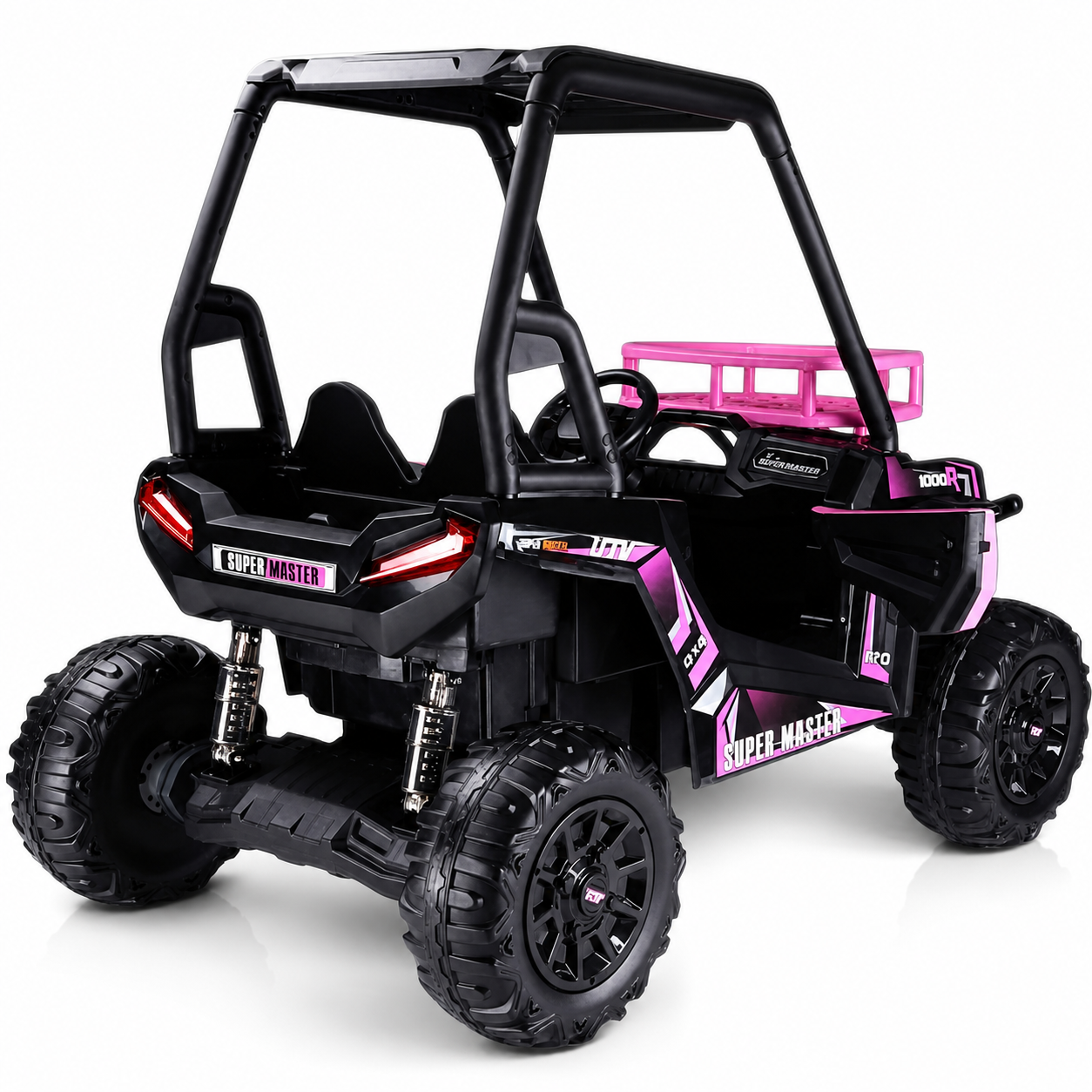 Carro Elétrico para Criança BUGGY SUPER MONSTER 24v Rosa c/ RODAS DE BORRACHA & ASSENTO EM PELE