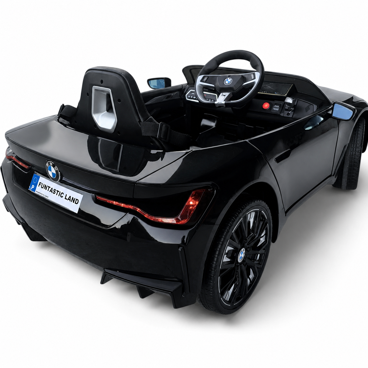 Carro Elétrico para Criança BMW I4 12v BATERIA DE LITIO Preto c/ RODAS DE BORRACHA & ASSENTO EM PELE