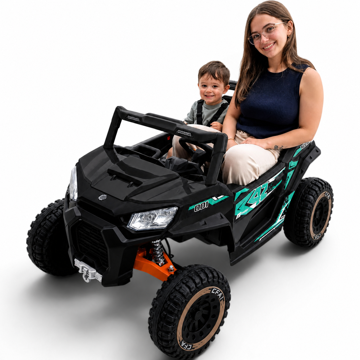 Carro Elétrico para Criança BUGGY PULSATING 4x4 24v Preto c/ RODAS DE BORRACHA & ASSENTO EM PELE