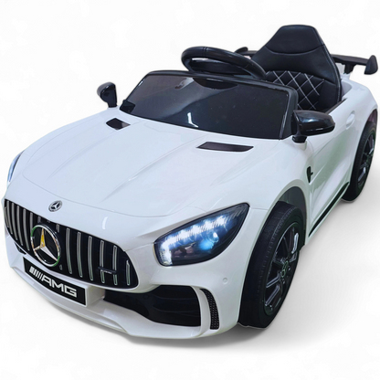 Carro Elétrico para Criança MERCEDES GTR MINI 12v BATERIA DE LITIO Branco c/ RODAS DE BORRACHA & ASSENTO EM PELE