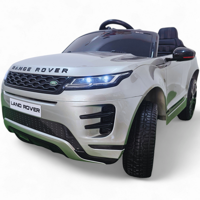 Carro Elétrico para Criança RANGE ROVER EVOQUE 12v Cinza Metalizado c/ RODAS DE BORRACHA E ASSENTO EM PELE